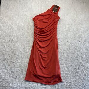 Y2K Le Chateau One Shoulder Dress Sz S Beaded Sequin Fairy Glamour Gala Prom